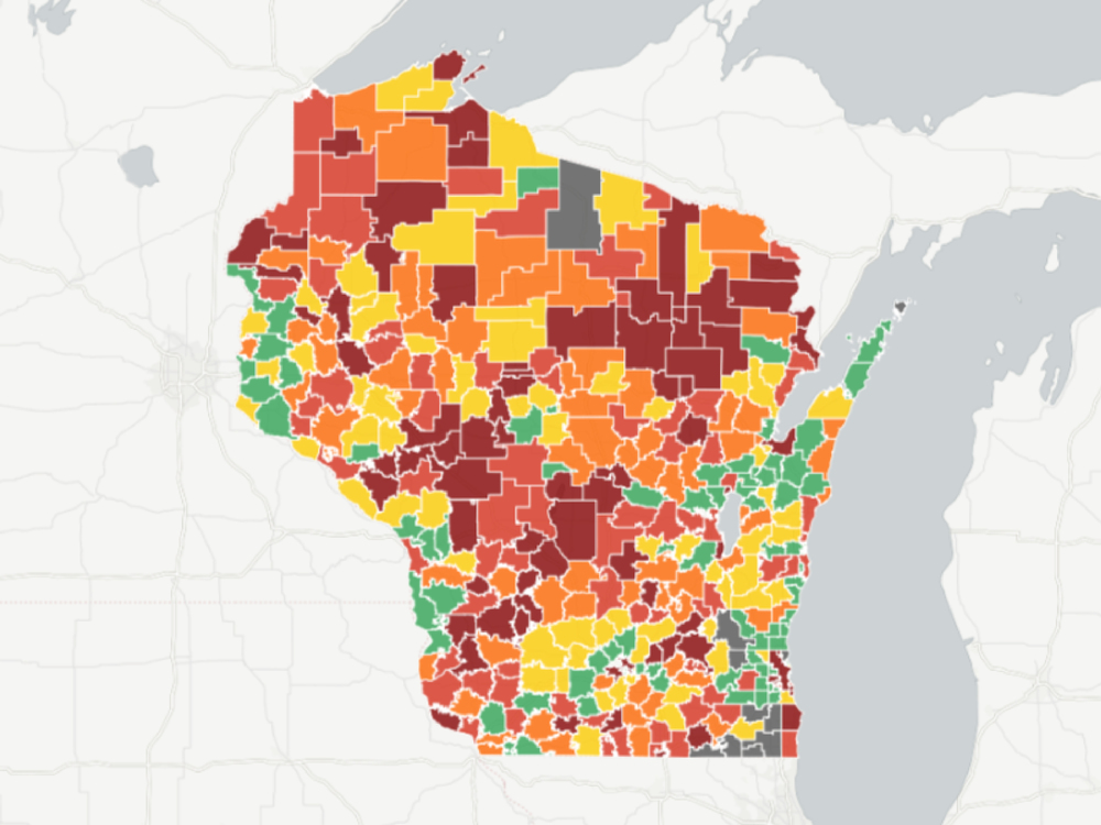 Map: Comparing Wisconsin students' test scores