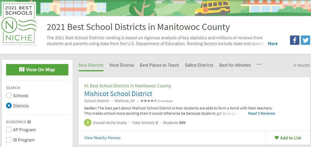 #1  Best School District in Manitowoc County
